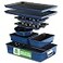 NutriChef 8Piece Nonstick Stackable Bakeware Set PFOA PFOS PTFE Free Baking Tray Set wNonStick Coating 450F Oven Safe Round Cake Loaf Muffin WideSquare Pans Cookie Sheet Blue