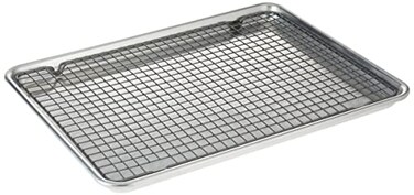 Nordic Ware 43172AMZM Half Sheet with Oven Safe Nonstick Grid 2 Piece Set Natural
