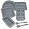 Aschef Economical 7in1 Nonstick Silicone Baking Cake Pan Cookie Sheet Molds Tray Heat Resistant Bakeware Tools for Muffin Loaf Bread Pizza Cupcake