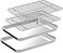 CEKEE Half Sheet Pans with Rack Set 2 Pans 2 Racks Stainless Half Size Large Baking Sheets with Rack 18 Inch Baking Tray Set Rust Warp Resistant Heavy Duty Large Cookie Sheet