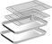 CEKEE Half Sheet Pans with Rack Set 2 Pans 2 Racks Stainless Half Size Large Baking Sheets with Rack 18 Inch Baking Tray Set Rust Warp Resistant Heavy Duty Large Cookie Sheet