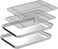 CEKEE Half Sheet Pans with Rack Set 2 Pans 2 Racks Stainless Half Size Large Baking Sheets with Rack 18 Inch Baking Tray Set Rust Warp Resistant Heavy Duty Large Cookie Sheet