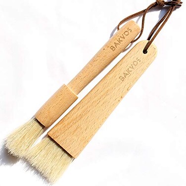 BAKVOS Pastry Brushes With Natural Wood and BristlesBaking BrushesCooking BrushesFood BrushesRound and Flat2 Pack