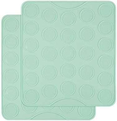 Webake Macaron Silicone Mat Set of 2 Macaroon Baking Mat 54Cavity Silicone Template Sheet Baking Pan Liner for Cookie Pastry MakingGreen