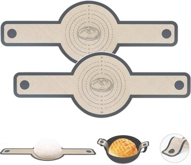 Ziliyy 2 Pcs Silicone Bread Sling for Dutch Oven Liners Silicone Baking Mat NonStick Heat Resistant Reusable Sourdough Bread Baking Supplies with Long Handle Bread Making Tools for Transfer Sourdough