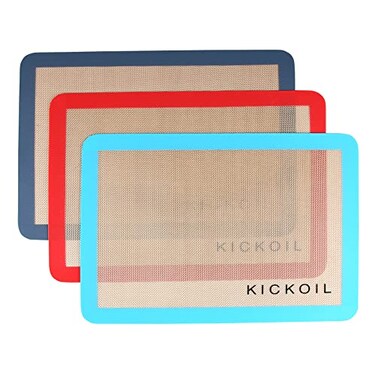 KICKOIL Silicone Baking Mat Set of 3 NonStick Baking Sheet for Oven Pan Liner Reusable Parchment Paper Half Sheet Large Silicone Bakeware Mat for Cookie Bread Cooking Supplies Kitchen Accessories