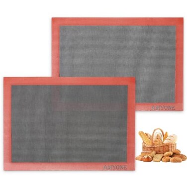 AMYONE Perforated Baking Mats 2 PCS Eclair Silicone Mat for Half Sheet NonStick Reusable Oven Liners for Making BreadPizzaPastryCookie 11 58 x 16 12