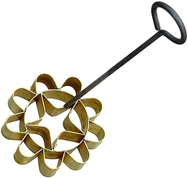 DDPremium Dok Jok Brass Mold Thai Dessert Maker Medium Rosette Lotus Flower Cookie Mold with Handle 314 Inch Diameter