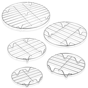 Patelai 5 Pieces Round Cooling Rack Circular Wire Rack 1210 97 6 Stainless Steel Round Baking and Cooling Steaming Cake Rack
