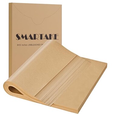 SMARTAKE 200 Pcs Parchment Paper Baking Sheets 8x12 Inches NonStick Precut Baking Parchment for Baking Grilling Steaming Bread Cup Cake Cookie and More Unbleached