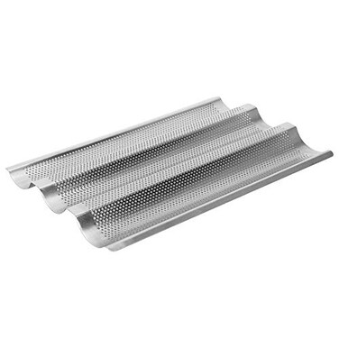 TOPINCN 430 Stainless Steel French Bread Waves Baking Tray Pan Bread Baking Tool 3 Silver