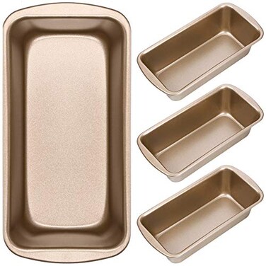 Patelai 4 Pack Small Loaf Pans for Baking Bread Non Stick Bread Pan Rectangle Baking Tray Toast Mold Gold768 x 374 Inch