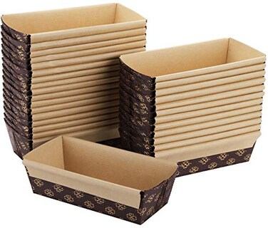 Lawei 30 Pack Paper Loaf Pans Disposable Paper Baking Loft Mold 6 x 25 x 2 inch Rectangle Baking Pans for Quick Bread Small Pumpkin Breads Microwave Oven Freezer Safe