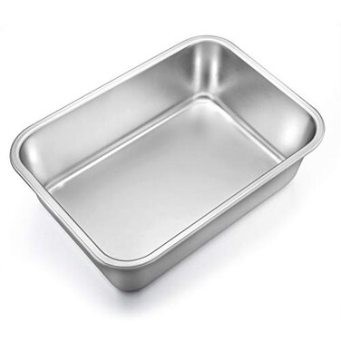 TeamFar Lasagna Pan Rectangular Cake Pan Brownie Bake Dish Stainless Steel 12751032 Heavy Duty Healthy Deep Side Brushed Surface Easy Clean Dishwasher safe