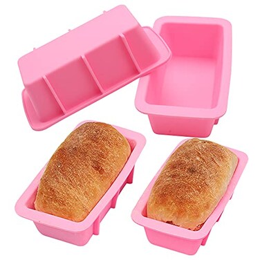 BAKER DEPOT Silicone Mini Bread Loaf Pans for Baking Nonstick Small Toast Cake Bakeware 65 inch Rectangle Mould DIY Handmade Soap Set of 4