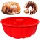 ASBAYSON 10 Inch Round Silicone Cake Pan NonStick Silicone Baking Mold Bakeware for Cake Jello Gelatin Red 1 Pack