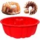 ASBAYSON 10 Inch Round Silicone Cake Pan NonStick Silicone Baking Mold Bakeware for Cake Jello Gelatin Red 1 Pack