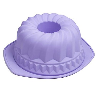 Webake Silicone Fluted Tube Pan Nonstick Kugelhopf Cake 9 inch Silicone Baking Mold Violet
