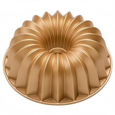 NutriChef Cake Pan 10 Cups Die Cast Fluted Aluminum Cake Mold Nonstick for Easy Release and Even Bake Durable Design Ideal for Desserts and Casseroles
