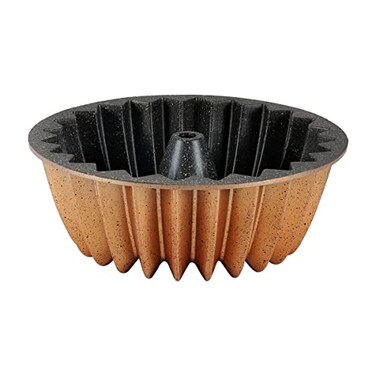 serenk Fun Cooking Star Cake Pan Die Cast Coating with Elegant Pattern Nonstick Bakeware Cake Mould for Professional Taste 102 Round Yellow