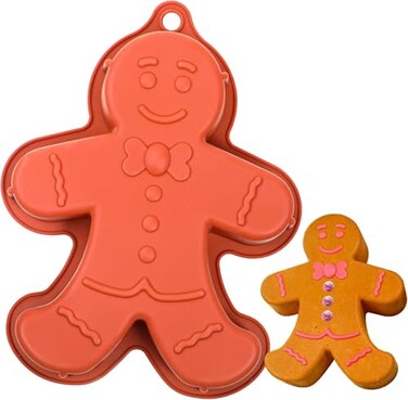 Webake Gingerbread Man Mold 10 Inch Large Gingerbread Silicone Cake Pan for Christmas Baking Cake Cookie