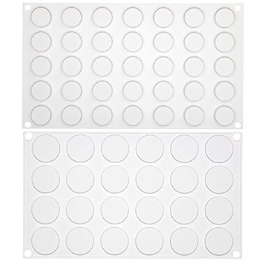 FUNSHOWCASE Flat Round Disc Silicone Mold Baking Tray 2 Sizes for Mini Tart Cookie Dessert Chocolate Caramel Candy Epoxy UV Resin Jewelry Soap