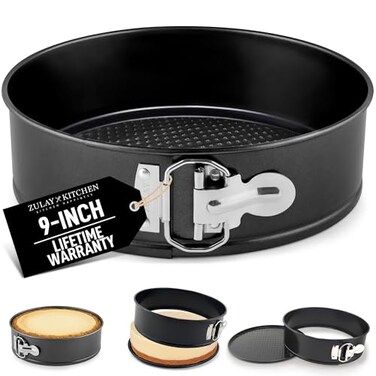 Zulay Kitchen Premium 9 Inch Springform Pan Nonstick Cheesecake Pan with Removable Bottom LeakProof Design No Need for Parchment Paper For Baking Cakes Cheesecakes Pies Easy to Clean Black