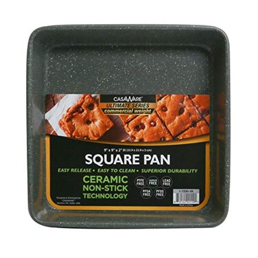casaWare Ceramic Coated NonStick Heavy Weight 9inch Square Cake Pan Silver Granite