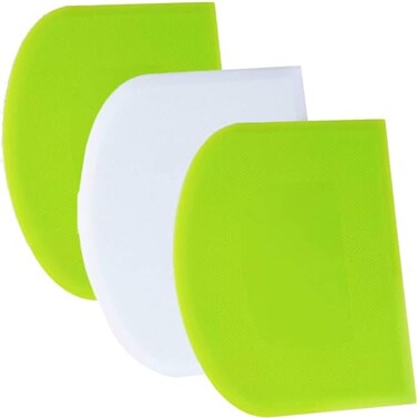 SURDOCA Dough Scraper Bench Scraper 3P 47x37 Plastic Flexible Bowl Scraper Sharp Edge Angles Cake Scraper NonSlip Bakeware Decorating Tools Sculpting Modeling Tools GreenWhiteGreen