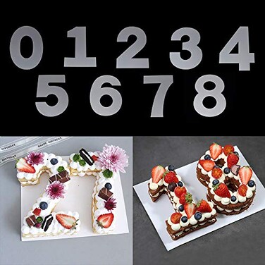 RAYNAG 08 Number Cake Stencils Flat Plastic Templates Cutting Number Mold 16 Inch Numerical Stencils for DIY Numbers CakesCookies