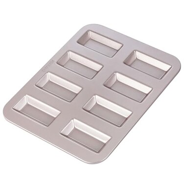 CHEFMADE Financier Cake Pan 8Cavity NonStick Rectangle Muffin Pan Biscuits Cookies Bakeware for Oven Baking Champagne Gold