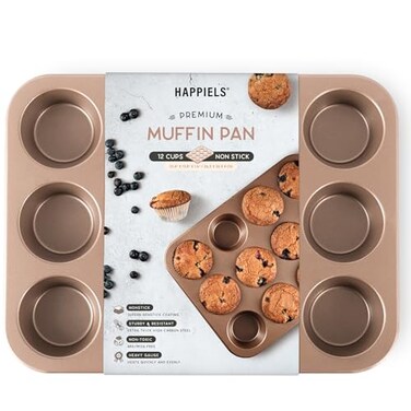 HAPPIELS 12Cup Muffin Pan Nonstick PFOA BPA Free