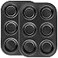 Beasea Muffin Pan 6 Cup Set of 2 Non Stick Muffin Baking Pan Carbon Steel Muffin Pan Bakeware Set Cupcake Baking Pan for Oven Baking