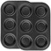 Beasea Muffin Pan 6 Cup Set of 2 Non Stick Muffin Baking Pan Carbon Steel Muffin Pan Bakeware Set Cupcake Baking Pan for Oven Baking