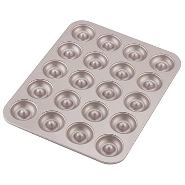 CHEFMADE Donut Mold Cake Pan 20Cavity NonStick Ring Doughnut Bakeware for Oven Baking Champagne Gold