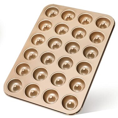 Webake Mini Donut Pan Nonstick 24Cavity Small Donut Tray Heavy Gauge Bite Size Inch Doughnut Pans for Baking