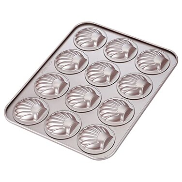 CHEFMADE Madeleine Mold Cake Pan 12Cavity NonStick Scallop Madeline Bakeware for Oven Baking Champagne Gold