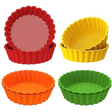 Webake Silicone Mini Tart Pan 4 Inch Nonstick Mini Quiche Molds Small Pie Baking Pan Tart Molds for Baking Pack of 8