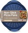 BAKKENMASTER Bakken Pizza Baking Pan Round Perforated Carbon Steel Pan with NonStick Marble Coating Oversized Silicone Handle Dishwasher Safe HighTemperature Resistant Durable Easy Cleanup Blue 1 Pack