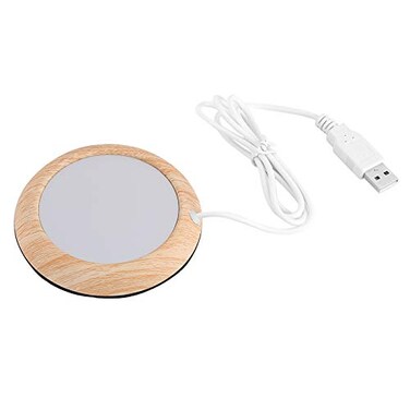Haofy USB Coffee Mug Warmer Wood Grain Cup Warmer Heat Beverage Mug Mat Coffee Heater Pad Grain Light Walnut Grain