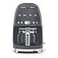 Smeg 50s Retro Style Aesthetic Drip Coffee Machine with 10 Cup Glass Carafe Auto Start Feature Keep Warm Plate and Two Coffee Strength Settings Grey