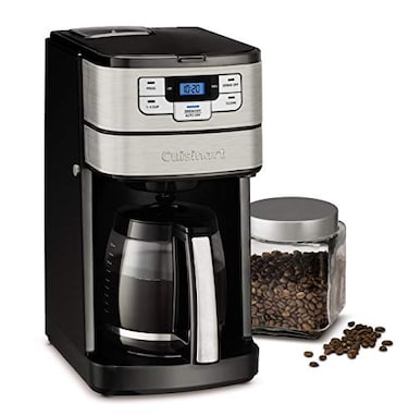 Cuisinart Automatic Grind Brew 12Cup Coffee Maker with Blade Grinder Programmable Coffee Machine Glass Carafe with 14 Cup Setting Brew Pause GrindOff Option DGB400NAS BlackStainless Steel