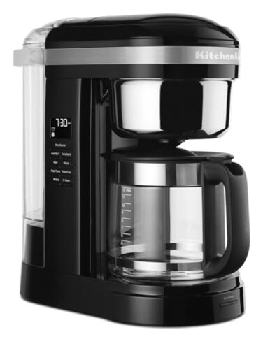 KitchenAid 12 Cup Drip Coffee Maker with Spiral Showerhead and Programmable Warming Plate KCM1209 Onyx Black