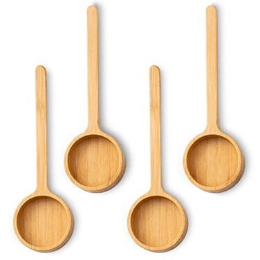 FLYPOKER Bamboo Wooden Coffee Scoop Long Handle Measuring Scoop for Jars