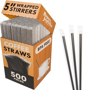 Rupert and Individually Wrapped Coffee Stirrers Black 500