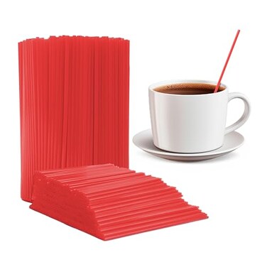Prestee 2000 Count Red Coffee Stirrers 5 Inch Plastic Stir Sticks for Hot and Cold Beverages Disposable Coffee Straws for Drinks Tea and Cocktails Bulk Slim Stirrer for Coffee and Bars