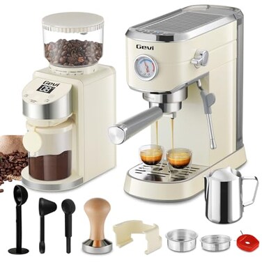 Gevi Espresso Machine 20 Bar with Grinder Professional Espresso Maker with 35 Precise Grind Settings Burr Coffee Grinders Combos SuperAutomatic Espresso Machines Ideal for Coffee Lover