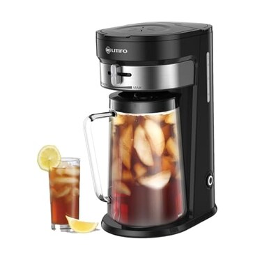 LITIFO Iced Tea Maker and Iced Coffee Maker Brewing System with 25quart Pitcher sliding strength selector for Taste Customization Stainless Steel Black 20