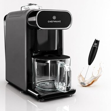 ChefWave Milkmade Soy Milk Maker BlackSilver with Handheld Milk Frother 2 Items