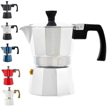 GROSCHE Milano Moka Pot 3 Espresso Cup 5 oz Stovetop Espresso Percolator Coffee Maker Portable Ideal for Home and Camping
